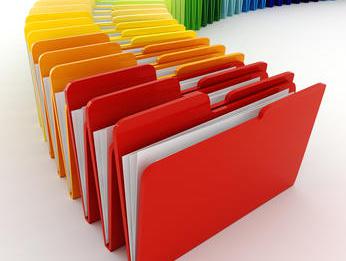 3d colorfull folders, on white background